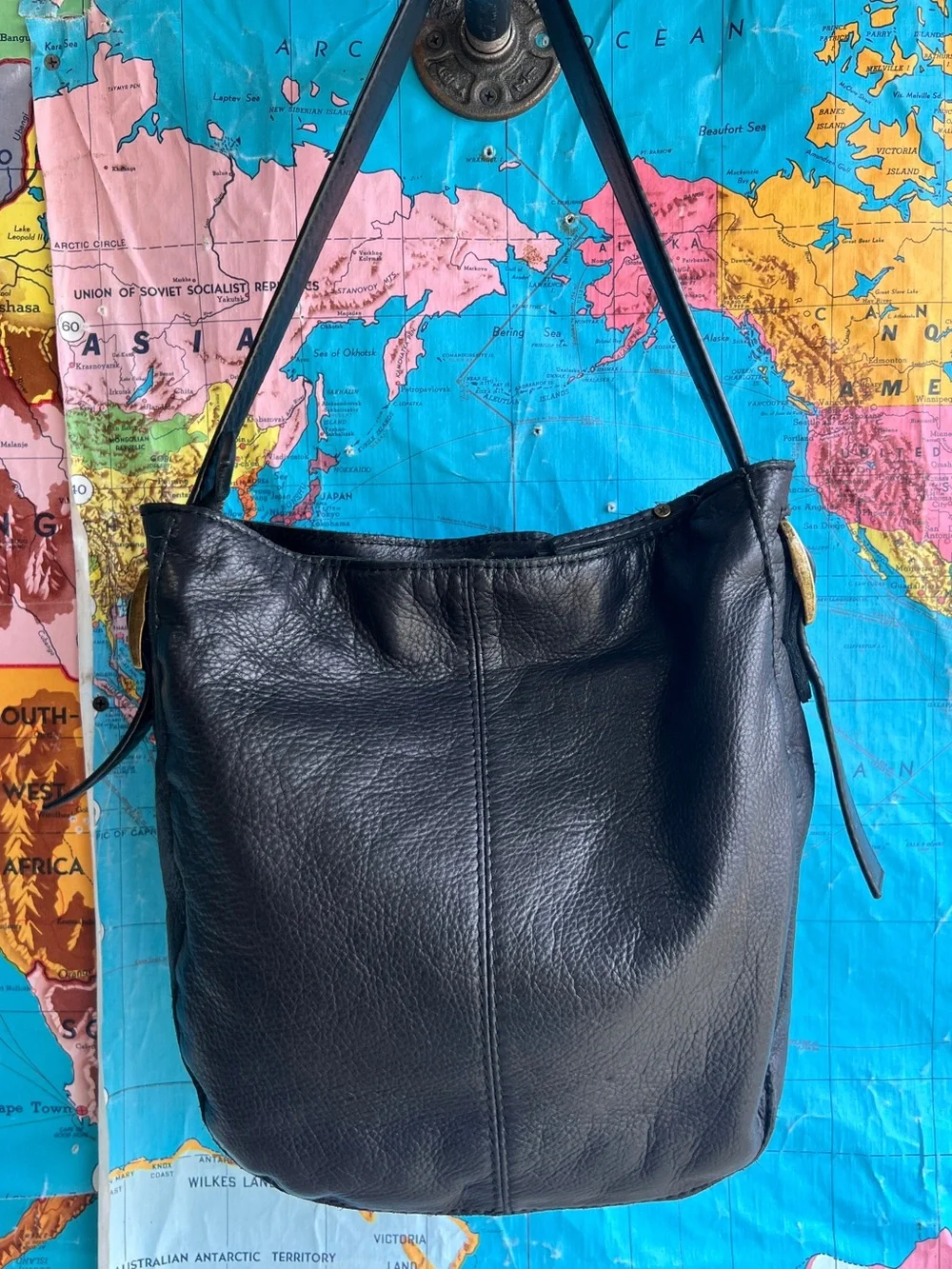 American Leather Co. Black Pebbled Leather Hobo